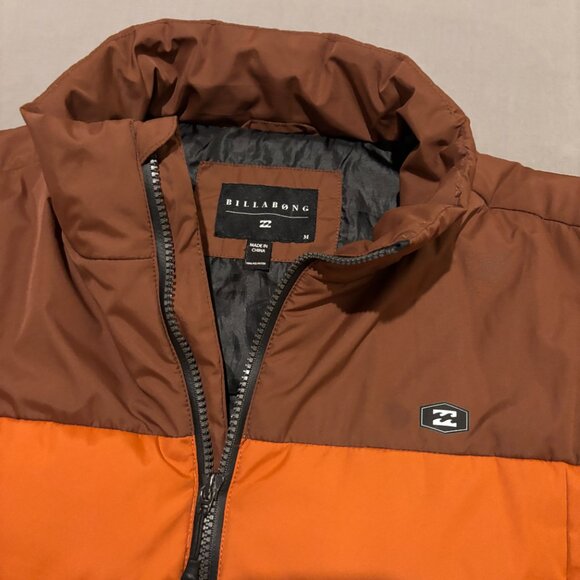 Billabong Jacket Medium Brown Orange Puffer Outdoor Skiing Winter Full Zip - Picture 2 of 5
